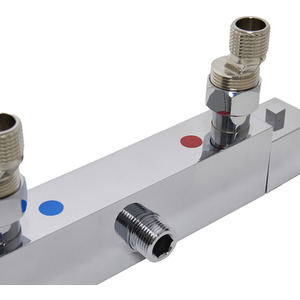 Square Thermostatic Shower Mixer Temperature Control Valve - Silver by Livingandhome