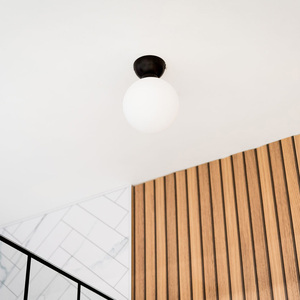 Orbital IP44 Bathroom Ceiling Light Glass Globe Shade and Cool LED Bulb - Black by ValueLights