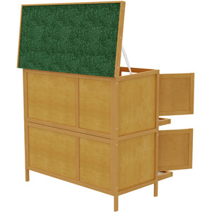 PawHut Double Decker Small Animal Hutch Bunny House - Yellow by PawHut