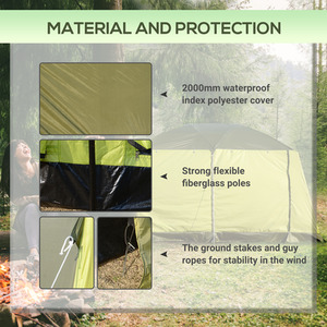 Outsunny Two Room Tunnel Tent with Porch for 4-8 Man - Yellow by Outsunny