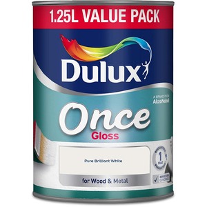 Dulux Once Gloss Paint - Pure Brilliant White / 1.25l by Dulux