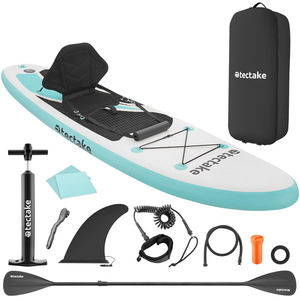 Paddle Board 2-In-1 Inflatable SUP Kayak, with Paddle, Pump, Backpack - Turquoise & Black by tectake