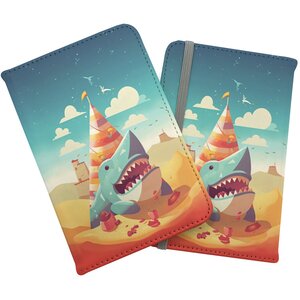 Shark On A Beach Holiday Passport Cover - Yellow by Warren Reed - Designer