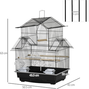 PawHut Metal Bird Cage for Finch Canary Budgie - Black by PawHut