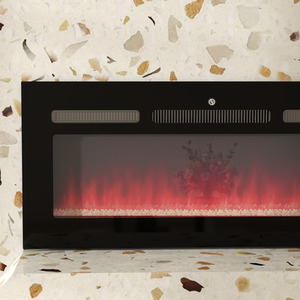 HOMCOM Recessed and Wall Mounted Electric Fireplace with Remote - Black by HOMCOM