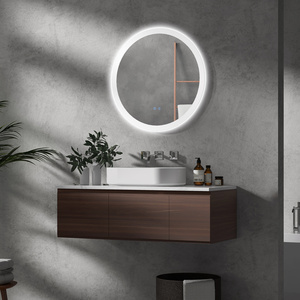 kleankin Round LED Bathroom Mirror with Dimmable Touch Switch by kleankin