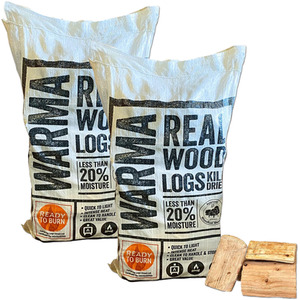 Large Bag Kiln Dried Real Wood Logs - Brown / 2 x 53L by Warma