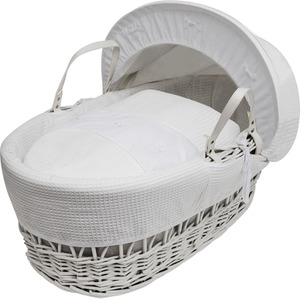 White Waffle with Bows White Wicker Moses Basket - White by Kinder Valley