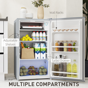 HOMCOM 91 Litre Freestanding Under Counter Fridge Lockable - Silver by HOMCOM