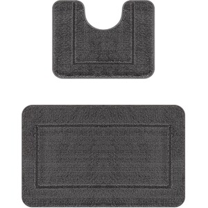 Chelsea 2 Piece Bath Mat Set - Dark Grey