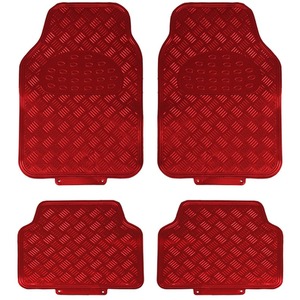 Titan Metallic Universal Rubber Backed Car Mat Set, 4 Pieces, Red - Red by JVL