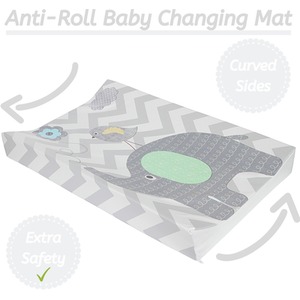 Anti-Roll Wedge Baby Changing Mat - Elephant Chevron Grey / Elephant Chevron With Grey by Babycurls