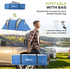 Outsunny 2 Room Tent with Living Area and Awning, 3000mm Waterproof by Outsunny