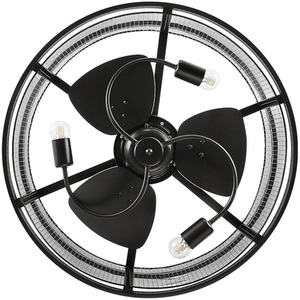 Ceiling Fan Light with Metal Mesh Shade - Black by Livingandhome