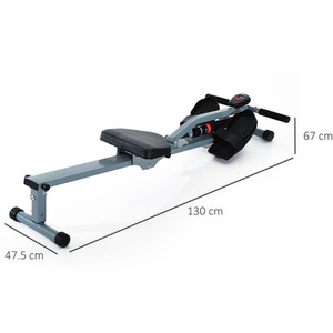 HOMCOM Rowing Machine with LCD Monitor - Grey by HOMCOM