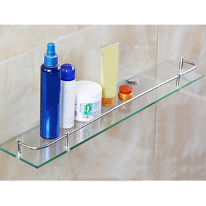 Bathroom Shelf Tempered Glass Storage Organizer - Transparent / 60cm by Livingandhome