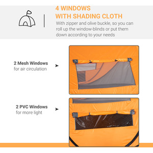 Outsunny 4-5 Person Pop-up Camping Tent Waterproof - Orange, Grey by Outsunny