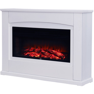 Recessed Fireplace with Wooden Surround - White by Livingandhome