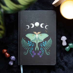 Luna Moth A5 Notebook - Black by Kingsbury Gifts