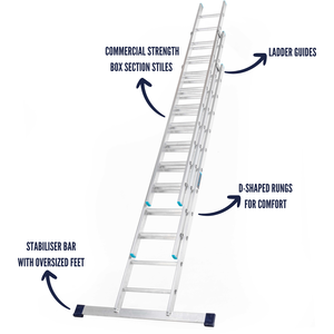 Professional Extension Ladder - Silver / 4.5 - 8.0 cm by TB Davies