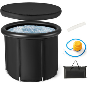 Foldable Freestanding Bathtub - Black by Costway