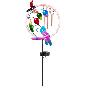 Solar Neon Windchime Stake Light - Pink