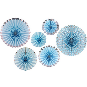 Hanging Paper Fans Six Pack - Blue by Peacock Supplies