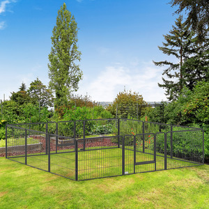 12 Panels Heavy Duty Play Pen, for Small and Medium Pets - Grey / 60cm by PawHut