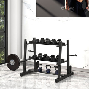 SPORTNOW 3-Tier Versatile Weight Rack with 4 Weight Rods - Black by SPORTNOW