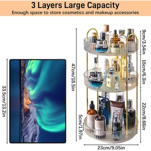 Makeup Organiser Rotating Cosmetic Stand Box - White