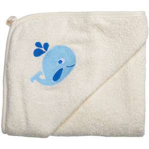 Junior Joy Plain Cream Hooded Baby Towel - Cream-Whale / Whale by Junior Joy