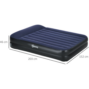 Outsunny Inflatable Queen Air Bed with Electric Pump and Integrated Pillow - Blue by Outsunny