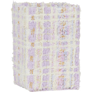 Lilac Check Fabric Pen Pot - Purple