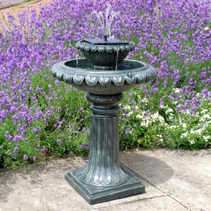 Victorian Stone Effect Solar Powered Water Feature - Turquoise by Solaray