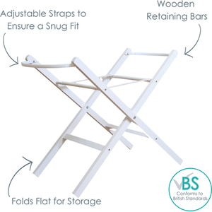 Wooden Folding Moses Basket Stand - White by Clair de Lune