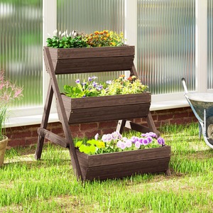 Outsunny 3 Tier Raised Garden Bed Wooden Elevated Planter Box by Outsunny