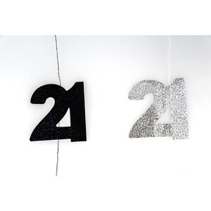 Age Hanging String - shine black and silver / 21st String by Shatchi