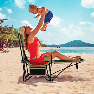 Reclining Camping Chair with Removable Footrest by Costway