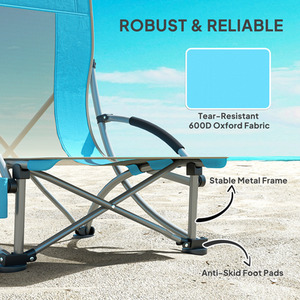 Outsunny Set of 2 Folding Beach Chair with Carry Bag - Blue by Outsunny