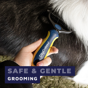 Dog Grooming Brush - Blue & Yellow / Undercoat Rake by DogCratesPlus