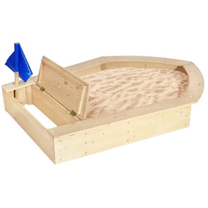 Kids Boat Sandpit with Seating and Cover - Natural by Liberty House Toys