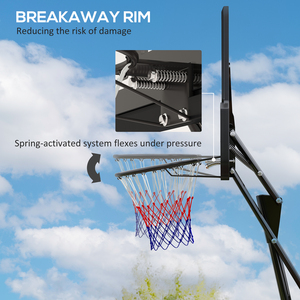 2.45-3.05m Adjustable Basketball Hoop and Stand with Wheels - Black by SPORTNOW