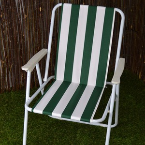 2 Pack of Folding Camping, Picnic Chair in Green and White Garden Patio - Green & White by Samuel Alexander