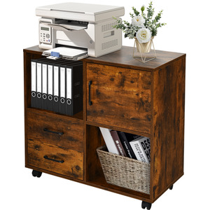 Costway Mobile File Cabinet Rolling Printer Stand Filing Cabinet - Coffee by Costway