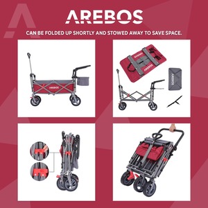 Handcart Premium Foldable with Roof - Transport Trolley - Red by AREBOS
