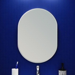 Lincoln Large Oval Frameless Bathroom Mirror - Silver by Showerdrape