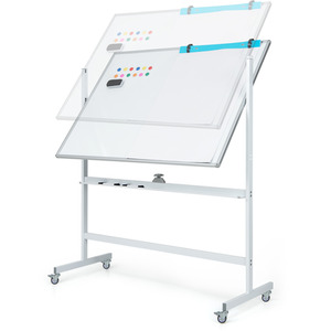Mobile Whiteboard with Grid Patter Board - Black by Costway