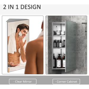 HOMCOM Wall Mounted Bathroom Mirror - Silver by HOMCOM