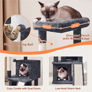 Yaheetech 91cm Cat Tree with Double Condos - Dark Grey by Yaheetech