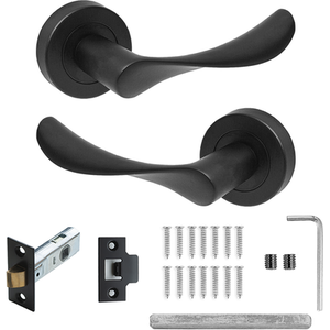 Nimbus Matt Black Passage Door Lever Handles - Latch Kit - Matt Black by DecorAndDecor